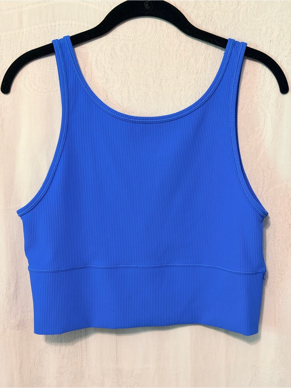 Lululemon blue ribbed cropped athletic tank top